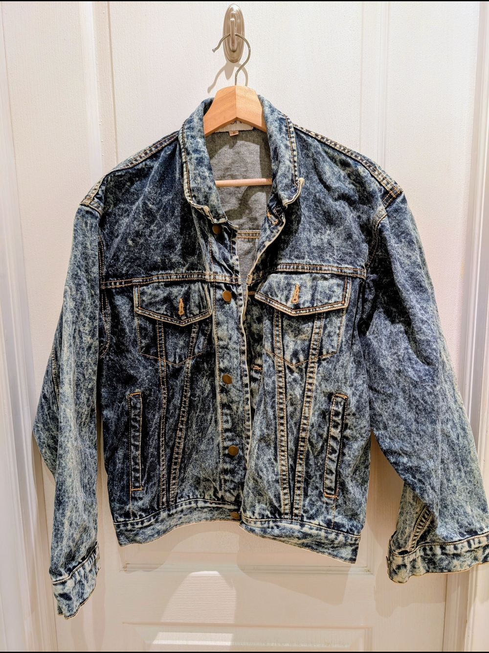 Women's Acid Wash Denim Jacket - Blue